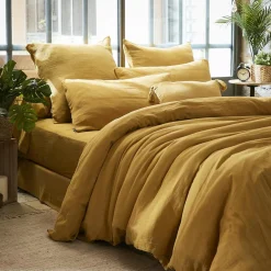 Housse de couette gaze de coton (240 x 220 cm) Gaïa Jaune safran