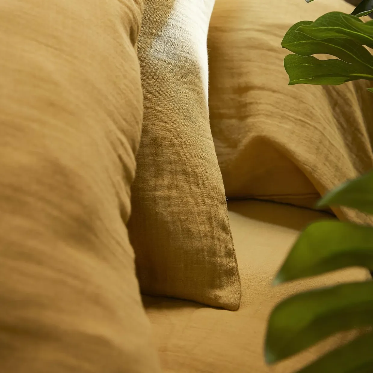Housse de couette gaze de coton (240 x 220 cm) Gaïa Jaune safran