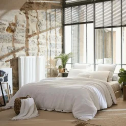 Housse de couette gaze de coton (280 x 240 cm) Gaïa Blanc chantilly