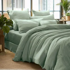 Housse de couette gaze de coton (200 x 200 cm) Gaïa Vert eucalyptus