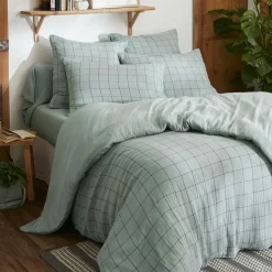Housse de couette gaze de coton (240 x 220 cm) Gaïa Match Vert eucalyptus
