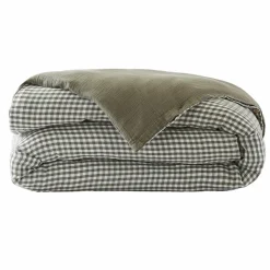 Housse de couette gaze de coton (140 x 200 cm) Gaïa vichy Vert romarin