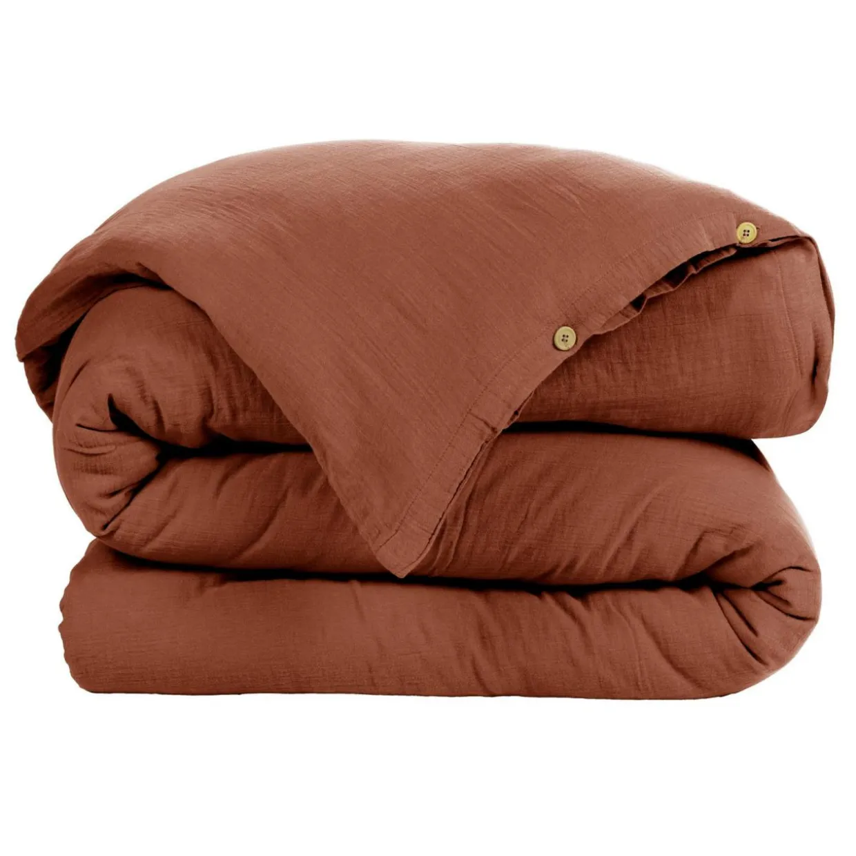 Housse de couette gaze de coton (200 x 200 cm) Gaïa Terracotta