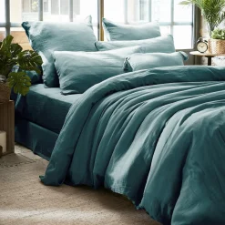 Housse de couette gaze de coton (260 x 240 cm) Gaïa Bleu canard