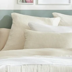 Housse de couette gaze de coton (260 x 240 cm) Gaïa vichy Beige