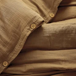Housse de couette gaze de coton (260 x 240 cm) Gaïa Camel