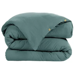 Housse de couette gaze de coton (240 x 220 cm) Gaïa Bleu canard