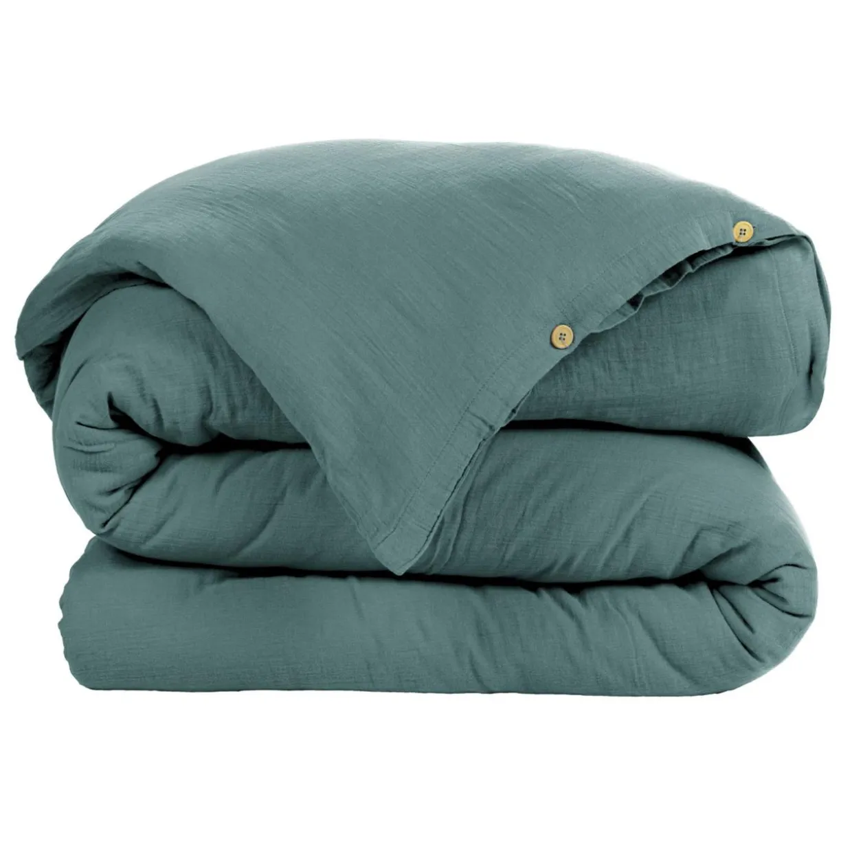 Housse de couette gaze de coton (240 x 220 cm) Gaïa Bleu canard
