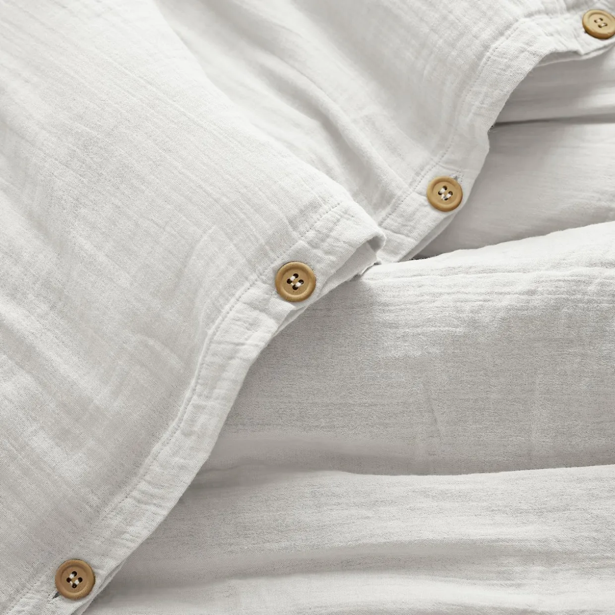 Housse de couette gaze de coton (200 x 200 cm) Gaïa Blanc chantilly