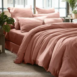 Housse de couette gaze de coton (280 x 240 cm) Gaïa Rose pêche