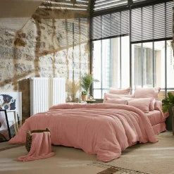 Housse de couette gaze de coton (280 x 240 cm) Gaïa Rose pêche