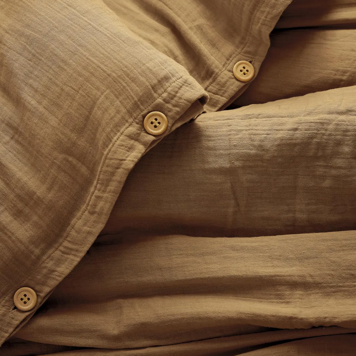 Housse de couette gaze de coton (140 x 200 cm) Gaïa Camel