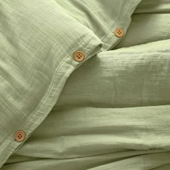 Housse de couette gaze de coton (260 x 240 cm) Gaïa Vert tilleul