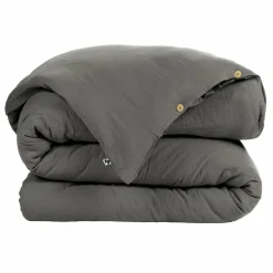 Housse de couette gaze de coton (280 x 240 cm) Gaïa Gris granit