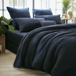Housse de couette gaze de coton (280 x 240 cm) Gaïa Bleu nuit