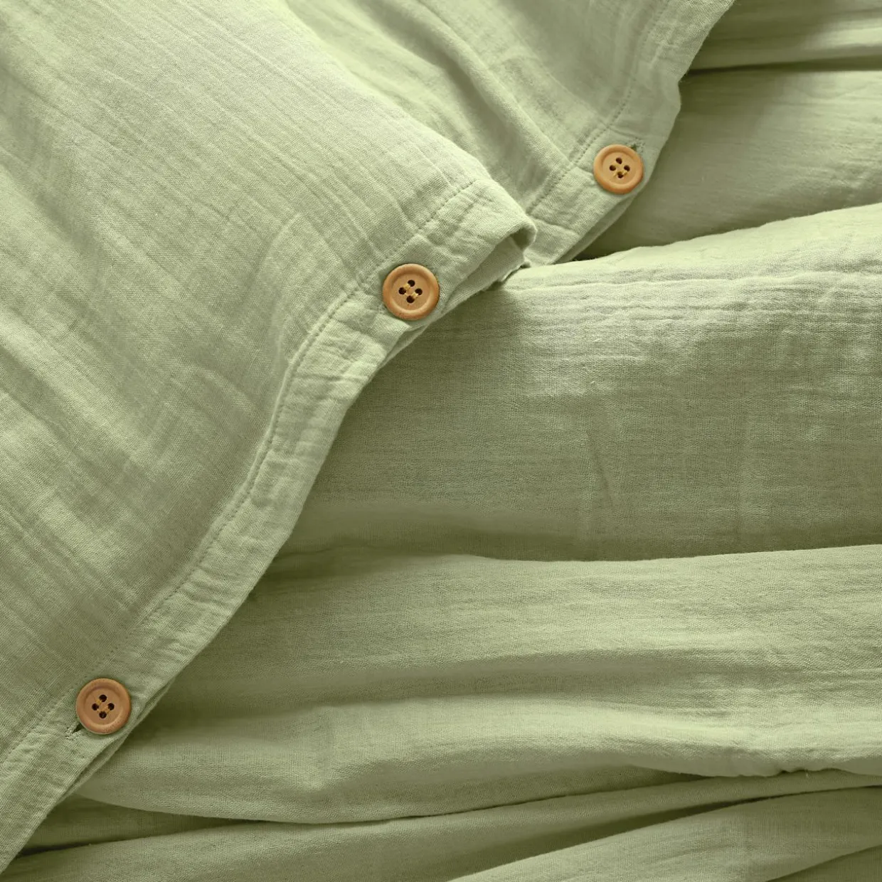 Housse de couette gaze de coton (200 x 200 cm) Gaïa Vert tilleul