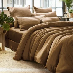 Housse de couette gaze de coton (280 x 240 cm) Gaïa Camel
