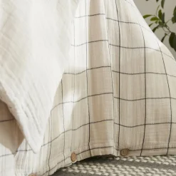 Housse de couette gaze de coton (200 x 200 cm) Gaïa Match Beige pampa