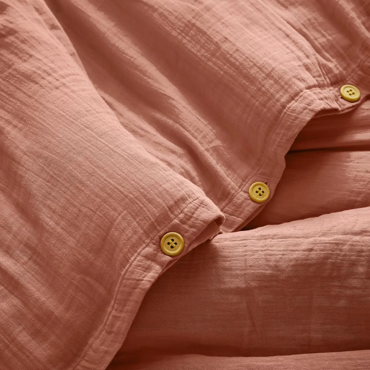 Housse de couette gaze de coton (140 x 200 cm) Gaïa Rose pêche