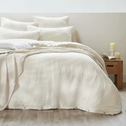 Housse de couette gaze de coton (140 x 200 cm) Gaïa vichy Beige