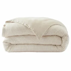 Housse de couette gaze de coton (140 x 200 cm) Gaïa vichy Beige
