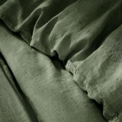 Housse de couette lin lavé (260 x 240 cm) Louise Vert romarin