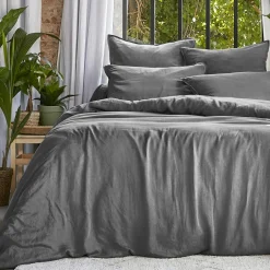 Housse de couette lyocell Tencel™ lavé (240 x 220 cm) Olivia Gris granit