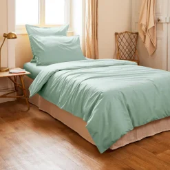 Housse de couette percale de coton (140 x 200 cm) Cali Vert eucalyptus