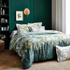 Housse de couette percale de coton (240 x 220 cm) Trinidad Mousson Verte