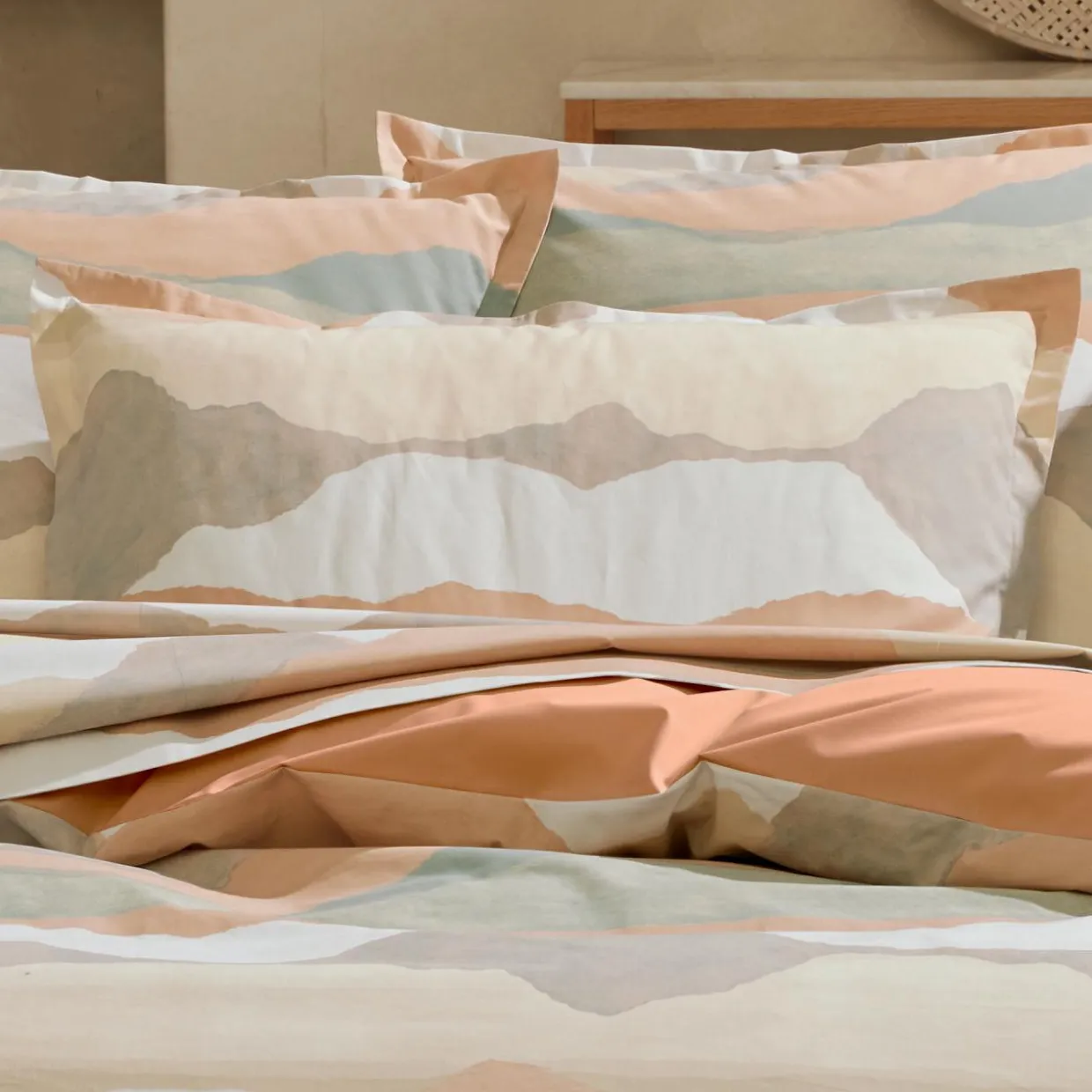 Housse de couette percale de coton (280 x 240 cm) Land Beige Craie