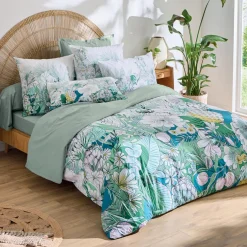 Housse de couette percale de coton (260 x 240 cm) Bali Verte