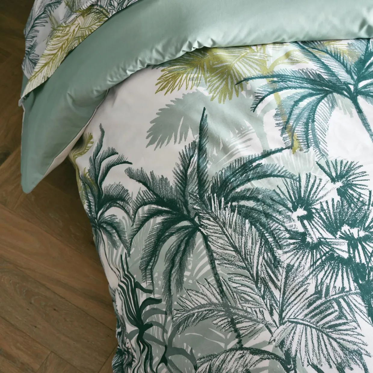 Housse de couette percale de coton (260 x 240 cm) Trinidad Mousson Verte