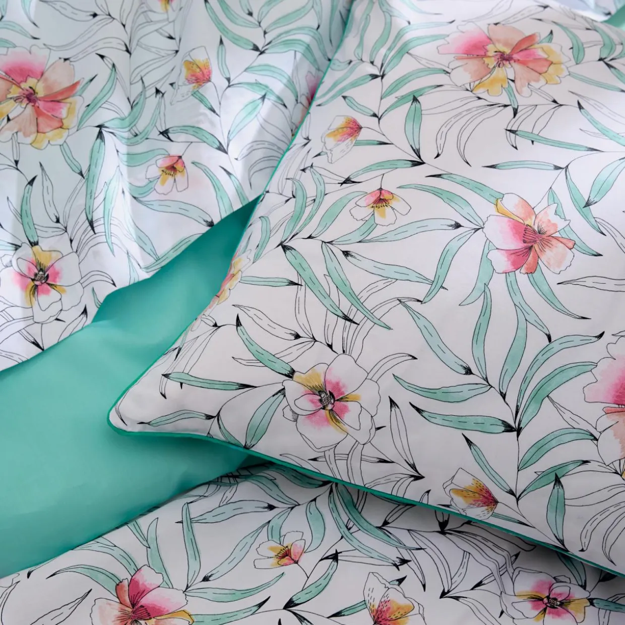 Housse de couette percale de coton (140 x 200 cm) Roxane Multicolore