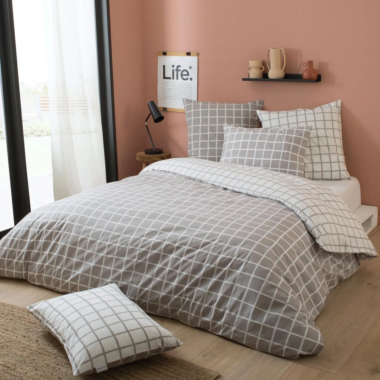 Housse de couette percale de coton (200 x 200 cm) Max Grise
