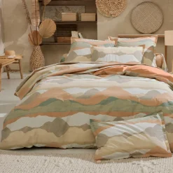 Housse de couette percale de coton (260 x 240 cm) Land Beige Craie