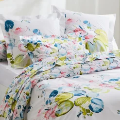 Housse de couette percale de coton (260 x 240 cm) Nénuphar Aqua Multicolore