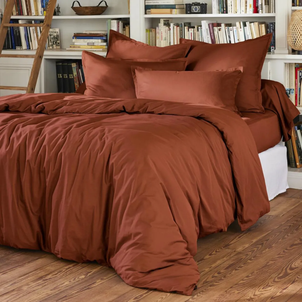 Housse de couette percale de coton (260 x 240 cm) Cali Terracotta