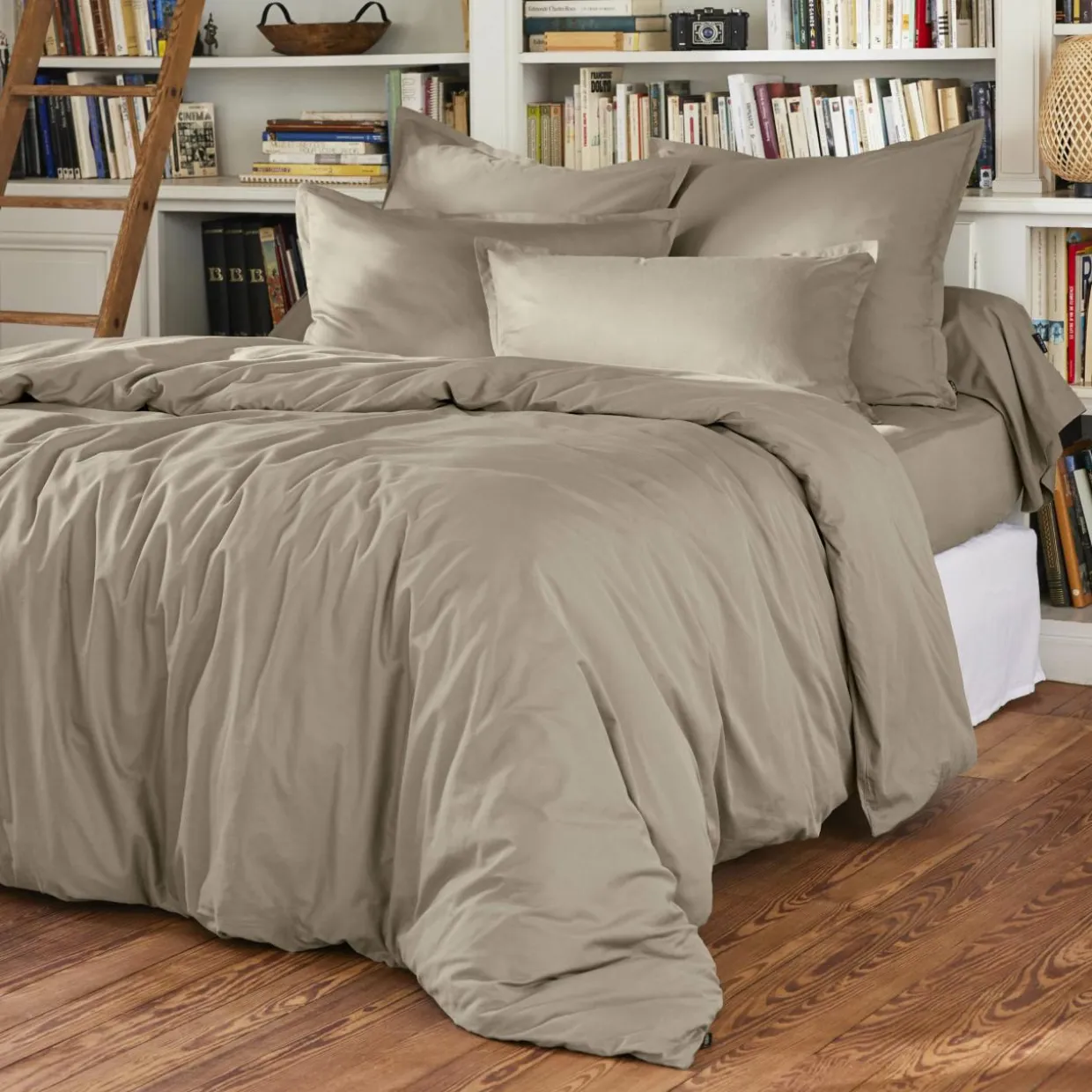 Housse de couette percale de coton (280 x 240 cm) Cali Taupe