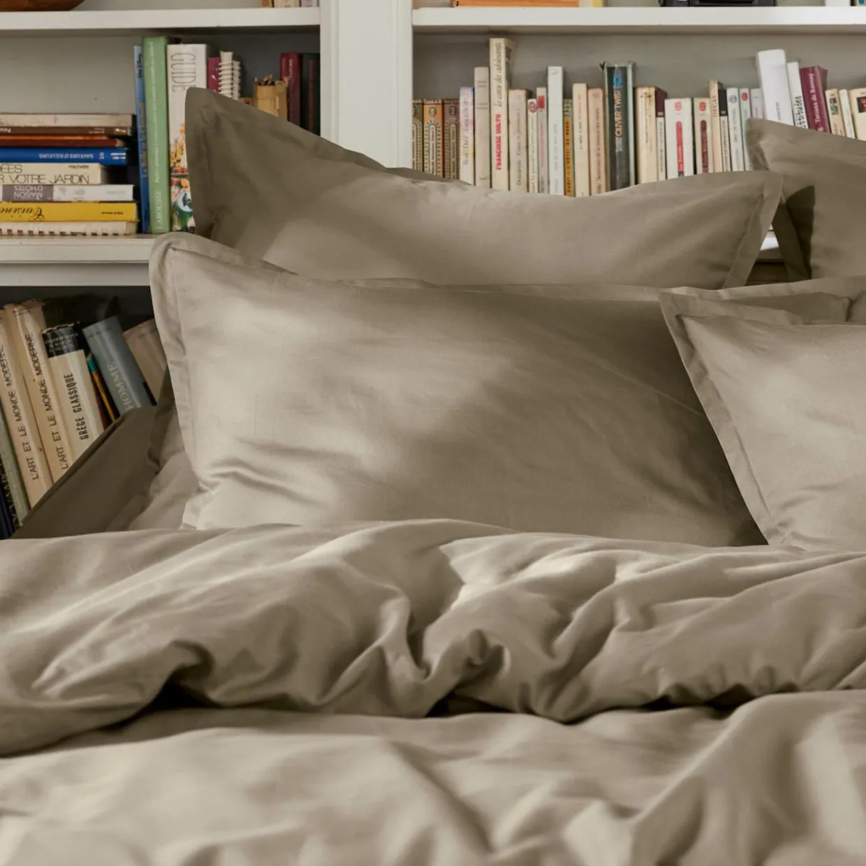 Housse de couette percale de coton (280 x 240 cm) Cali Taupe