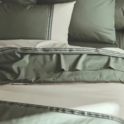 Housse de couette percale de coton (260 x 240 cm) Noa Vert kaki