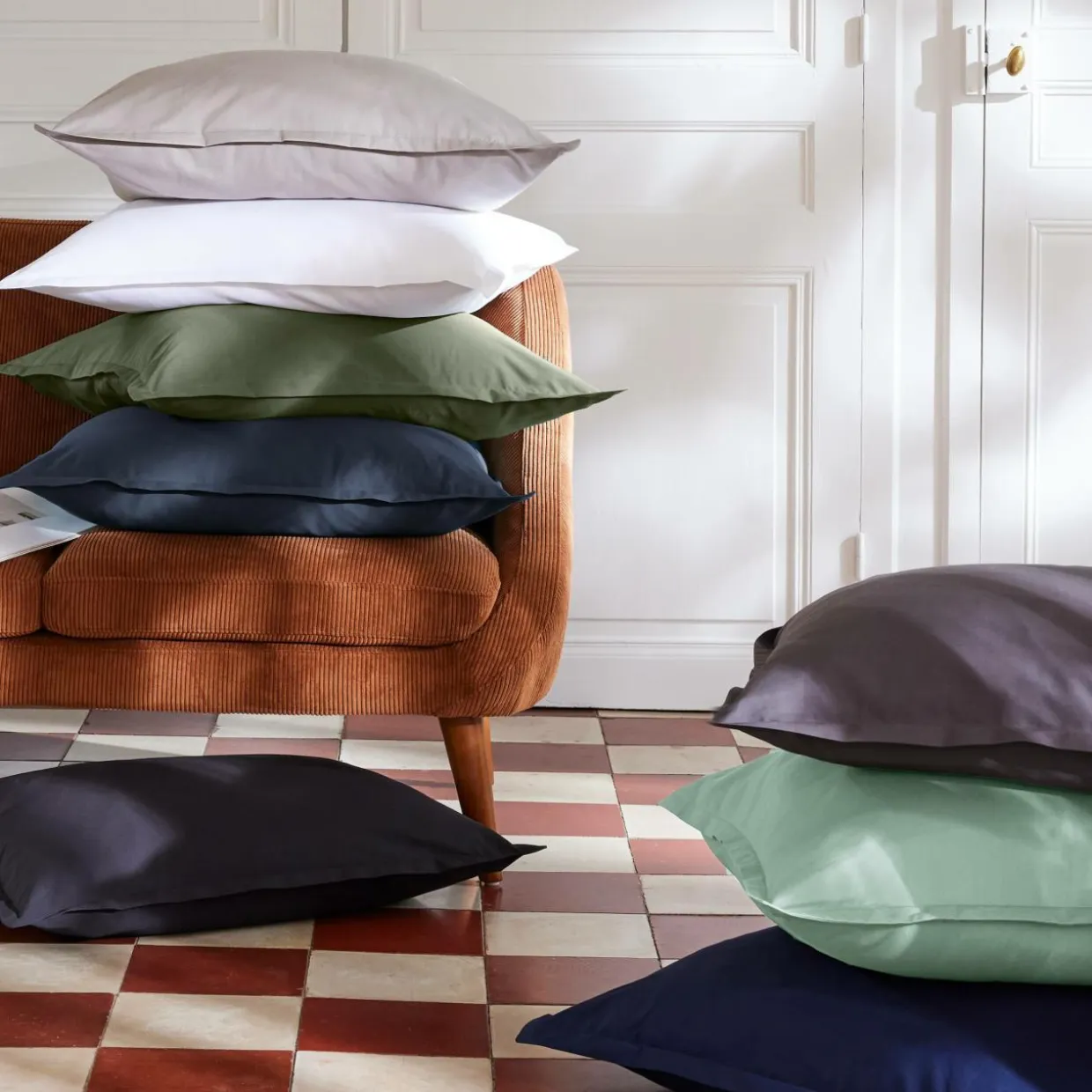 Housse de couette percale de coton (280 x 240 cm) Cali Bleu marine