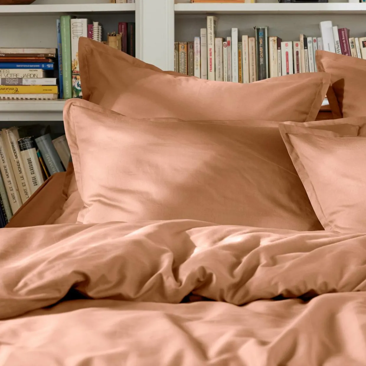 Housse de couette percale de coton (260 x 240 cm) Cali Rose pêche