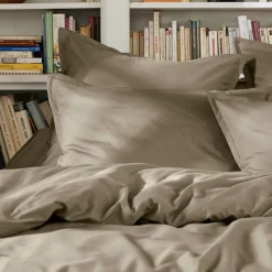 Housse de couette percale de coton (260 x 240 cm) Cali Taupe