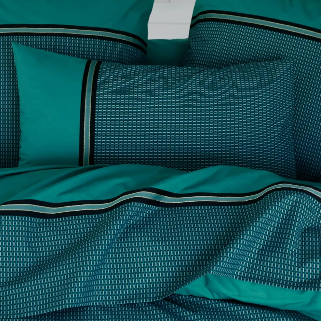 Housse de couette percale de coton (240 x 220 cm) Gustav Vert émeraude