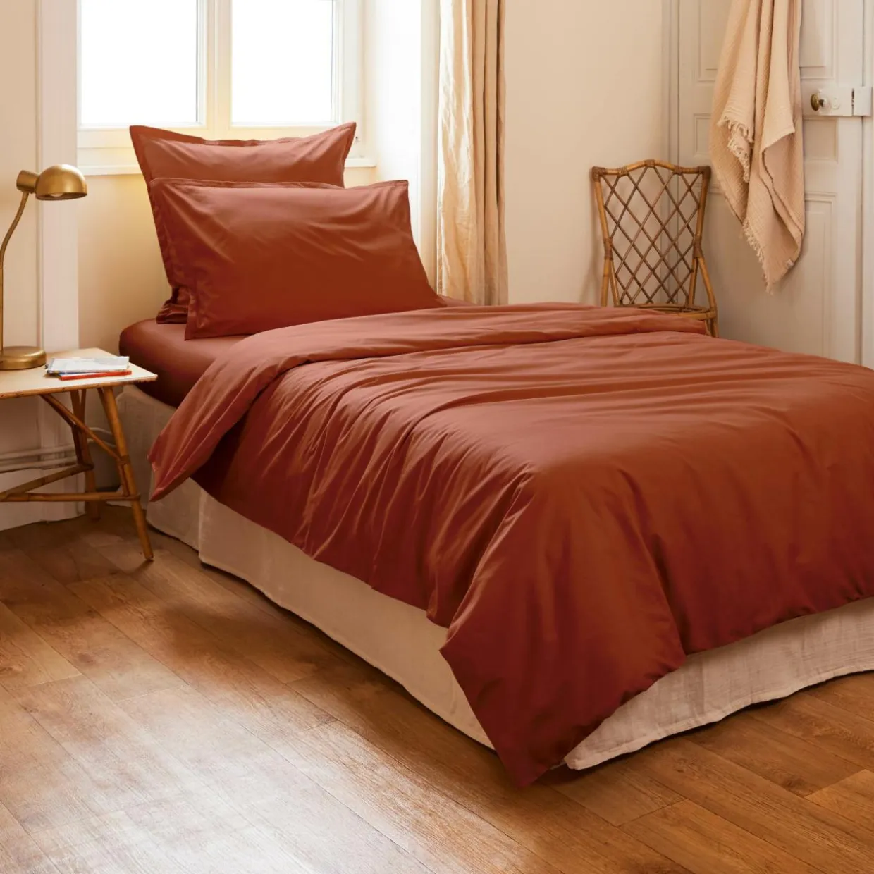 Housse de couette percale de coton (140 x 200 cm) Cali Terracotta