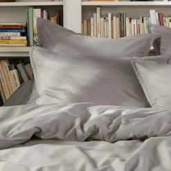 Housse de couette percale de coton (260 x 240 cm) Cali Gris clair