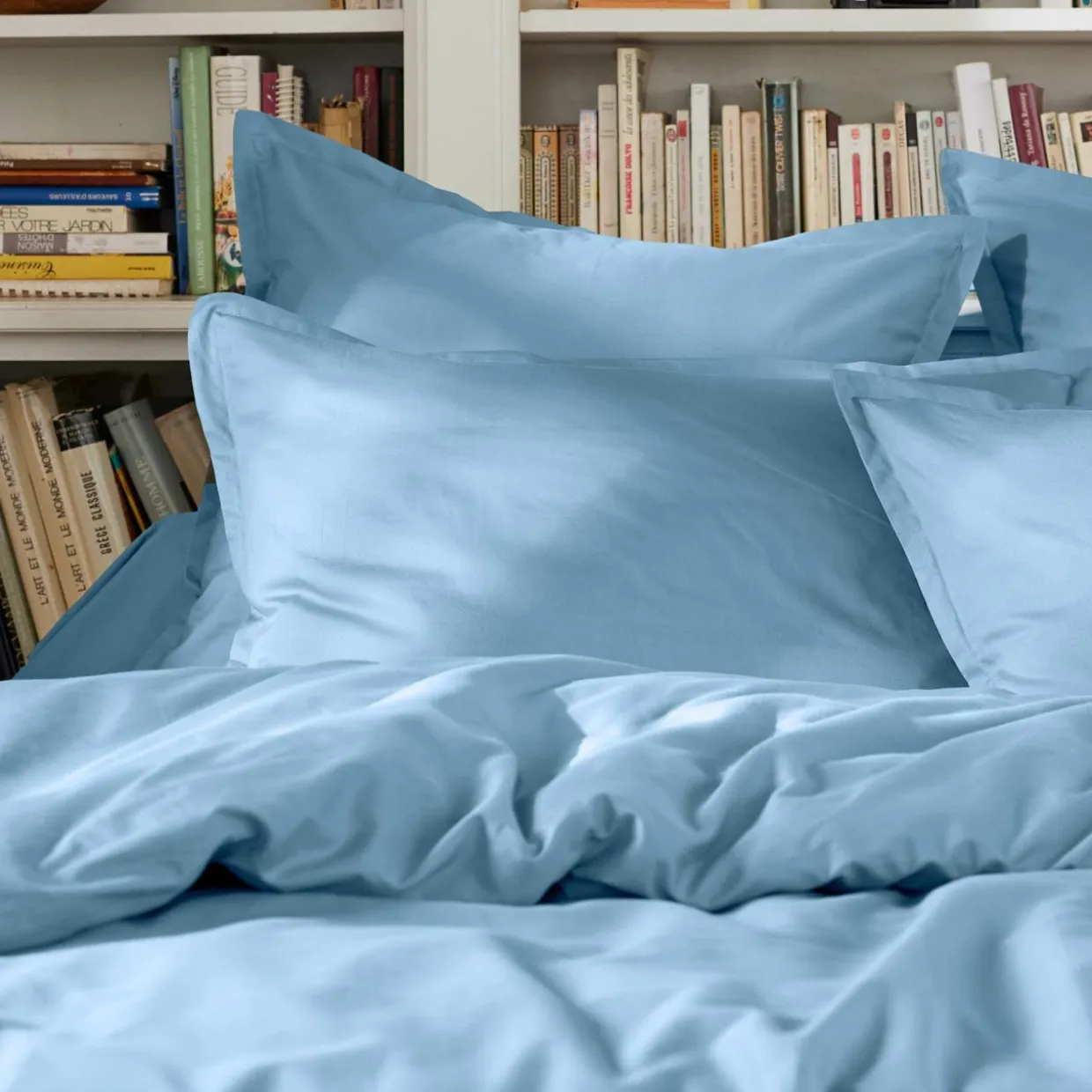Housse de couette percale de coton (240 x 220 cm) Cali Bleu ciel