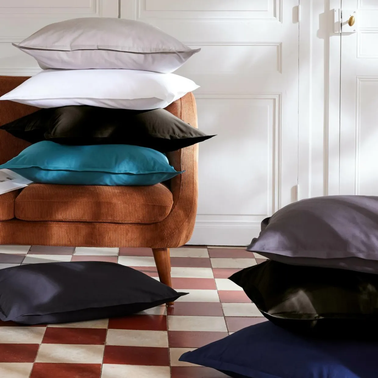 Housse de couette percale de coton (140 x 200 cm) Cali Noire