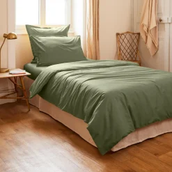 Housse de couette percale de coton (140 x 200 cm) Cali Vert romarin
