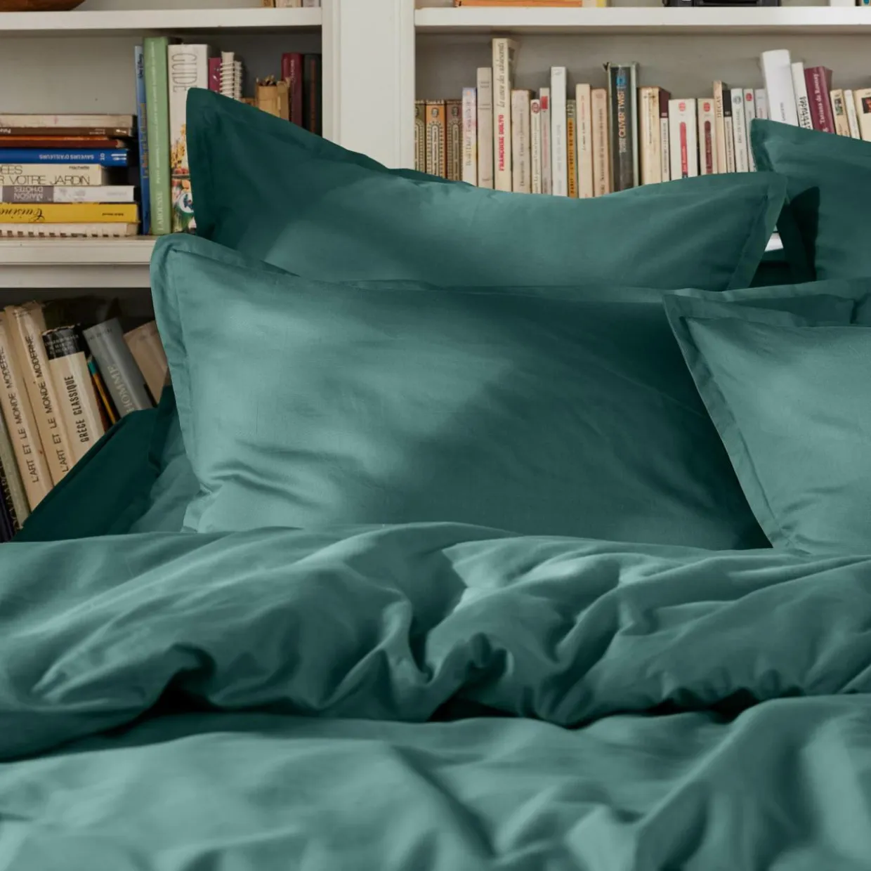 Housse de couette percale de coton (240 x 220 cm) Cali Bleu canard